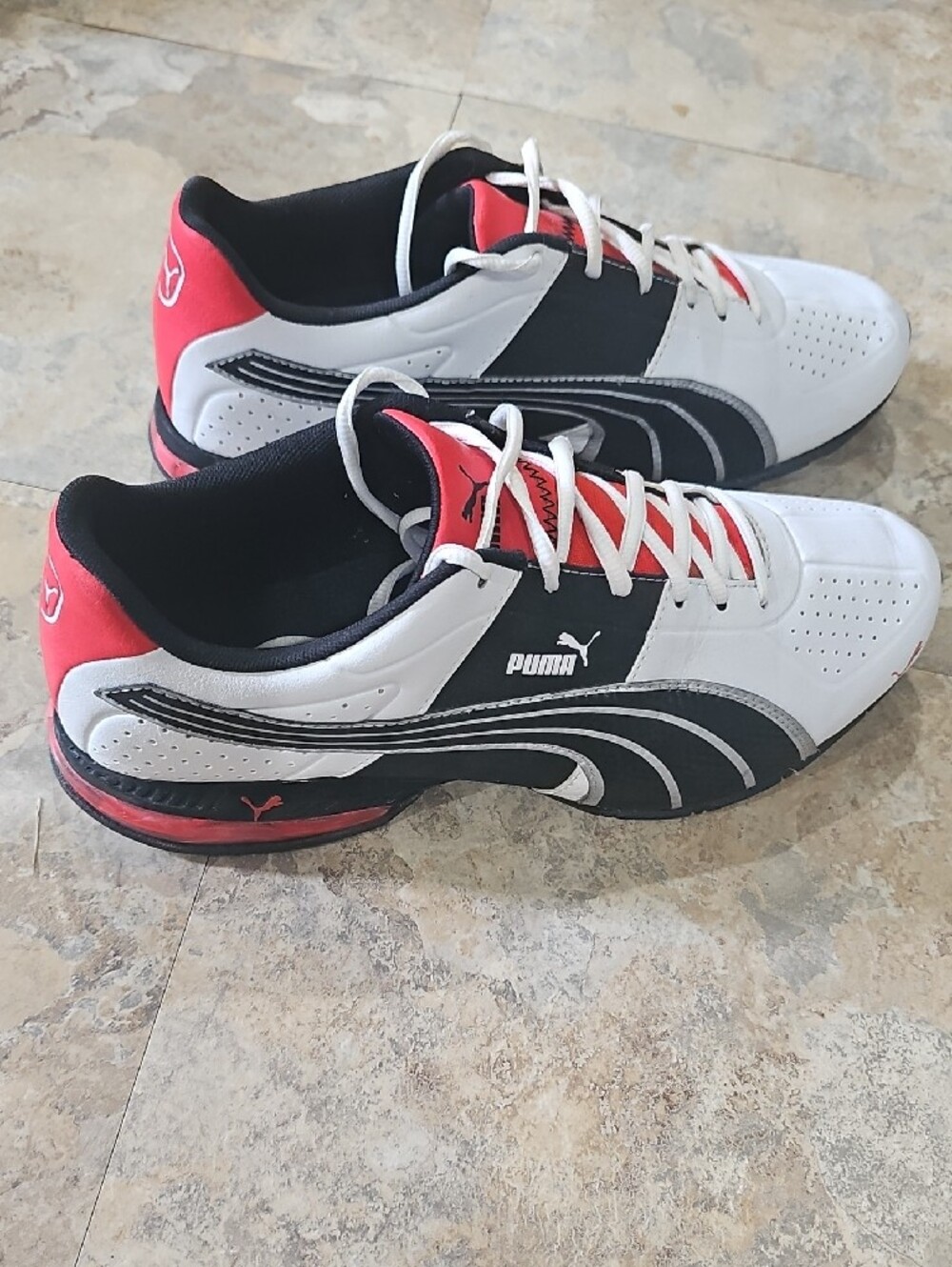 Puma Men’s White Black Red Athletic Shoes - Picture 2 of 10